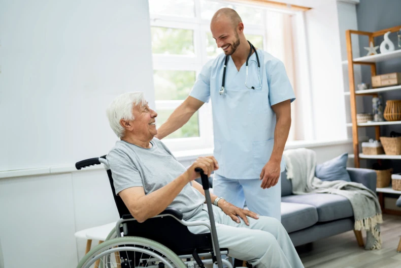 Therapist supporting mobility